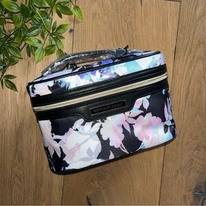 Victoria's Secret NWT floral noir Black purple Cosmetic Case